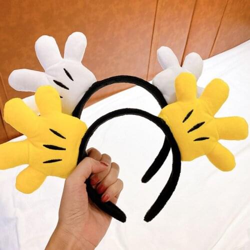 Disney Mickey Minnie Hand Model Hairbands For Women Cute Funny Wash Face Turban Headwear Hair Accessories Photo Props Headbands