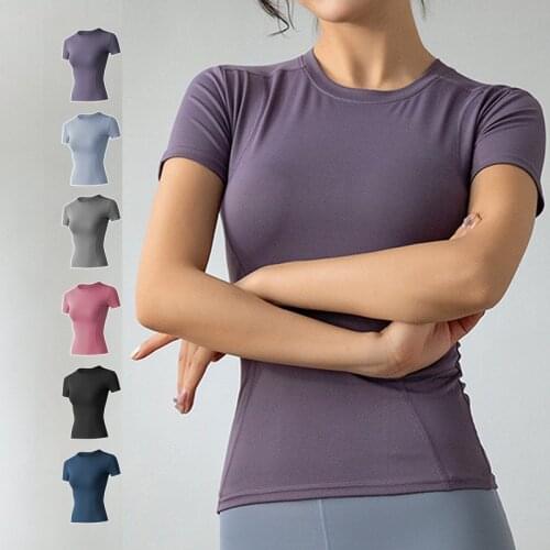 SALSPOR Women Sports Shirts Slim Yoga Clothes Breathable Thin Quick Drying Fitness T-shirt Female Yoga Pilates Running T-shirt