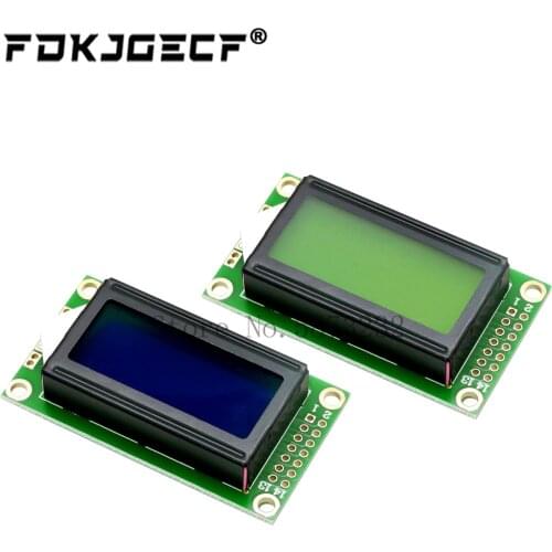 8 x 2 LCD Module 0802 Character Display Screen Blue / Yellow Green