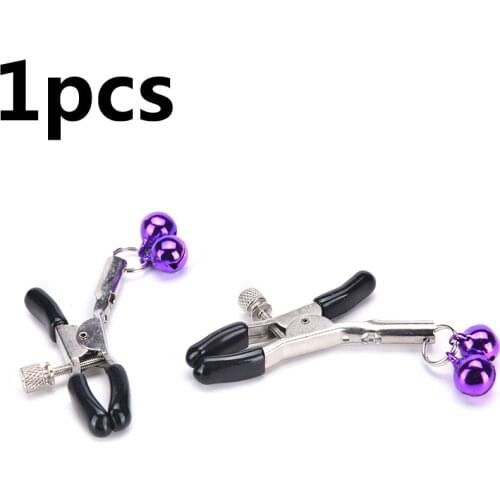 1Pcs Random Color Women Fetish Flirt Breast Nipple Clamps Clips 2 Bells Exotic Accessories
