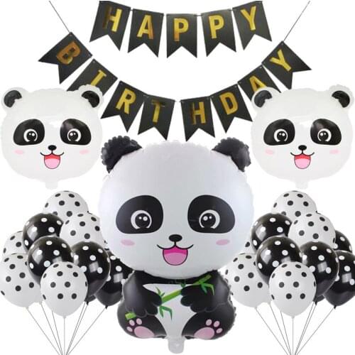 1pc cute animal panda aluminum foil balloon panda pillow with latex bunting birthday party decorations kids baby shower toy ball