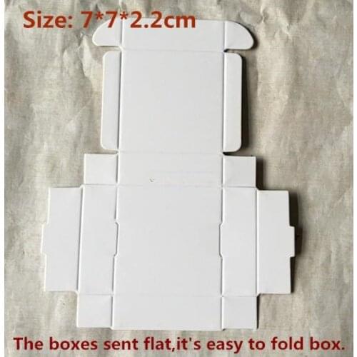 100pcs/lot-7*7*2.2cm Blank White Paper Party Boxes Small Size Craftwork Gift Fastener Ear Rings Aircraft Cardboard Boxes