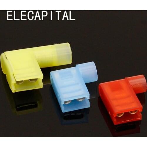 100pcs flag type 6.3MM nylon insulated terminals 6.3 plug Right Angle Terminals
