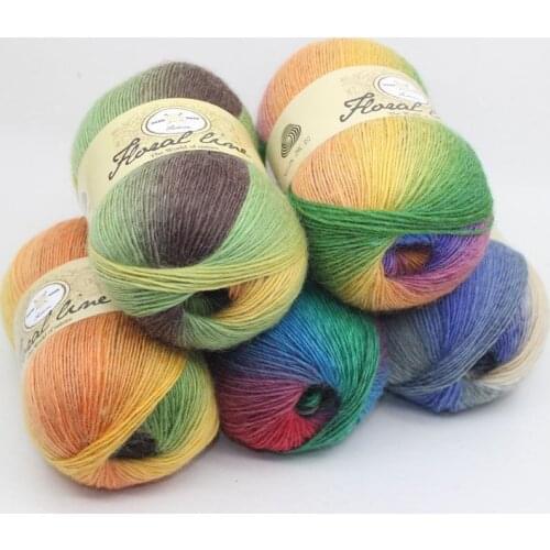 5 Pieces of Single-strand Dyed Yarn Gradient Wool Crochet Hand-woven Shawl Yarn Pure Wool Yarn 2 Rainbow Yarn