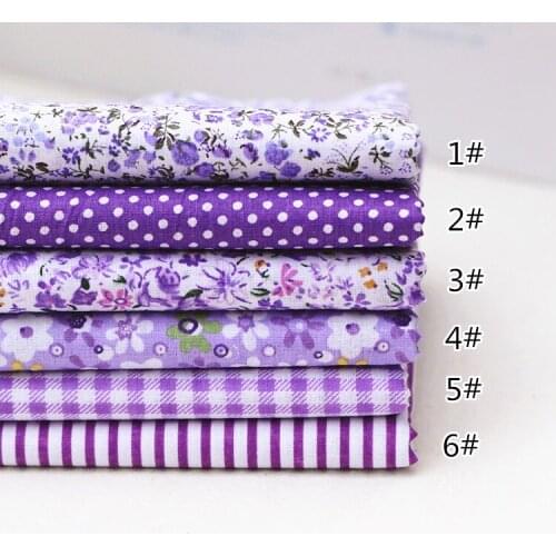 6pcs 50*50cm cotton fabric DIY Handmade Sewing Quilting patchwork Home Needlework doll Handmade Material purple-black
