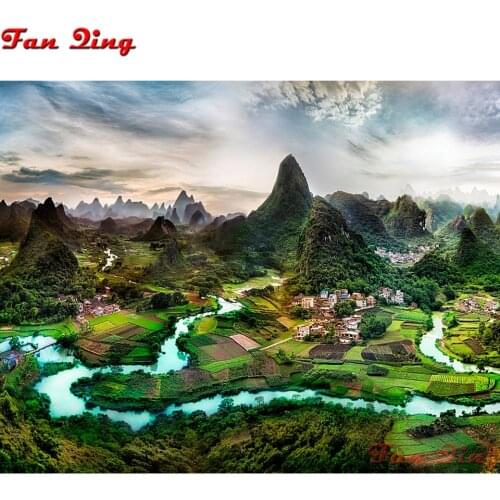 5D DIY Diamond Painting Full Square/Round Drill Chinese rural landscape Embroidery Mosaic rhinestones Cross Stitch 5D Home Decor