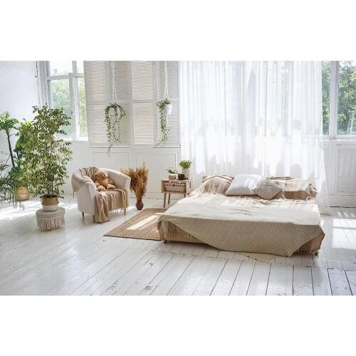 White Curtain Window Toy Plant Bedroom Photography Background Custom Backdrop Photo Studio for Children Baby Portrait Photophone