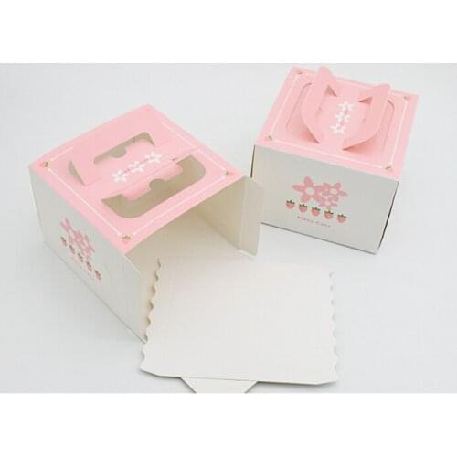 Free Shipping 20pcs/lot Mini 4" Pink Strawberry Cheese Cake Box Party Baking Package