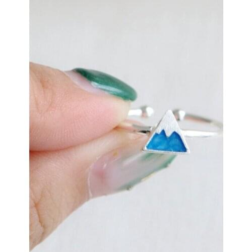 Bohemian Vintage Blue Triangle Rings For Women Charm Ring Party Wedding Fashion Jewelry Gifts
