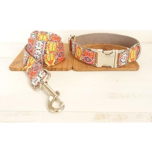 Bohemian Pet Dog Collar Leash Set for Small Medium Large Dogs, Dog Collar Lead Breakaway Collars for Dog puppy Pet