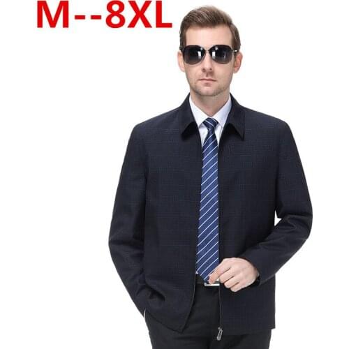 8XL 6XL 5X Brand Mens Jacket Turn-down Collar Spring Autumn Designer Fashion Slim Thin Plus Size Casual Jacket Coat Men Outwear