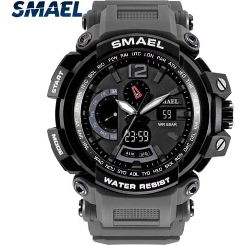 SMAEL Mens Watch Electronic Digital Display Time Sports 50m Waterproof Automatic Date Update Stopwatch Timer Alarm Clock
