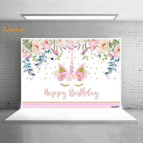 LEVOO Photography Background Flowers Unicorn Birthday Girls Photography Backdrop Photo Background Photophone Photo Studio
