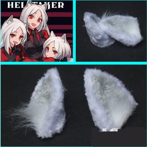Game Helltaker the Awesome Demon Cerberus Cosplay Plush Ears Cat Ears Hair Clip Women Halloween Carnival Cosplay Headwear