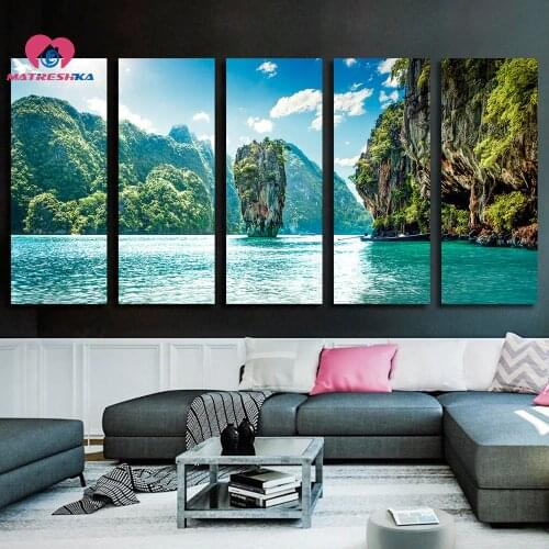 Painting by numbers Triptych Flowers Leaf 5d Diy diamond painting Home decoration resin square Round drill Rhinestone embroidery