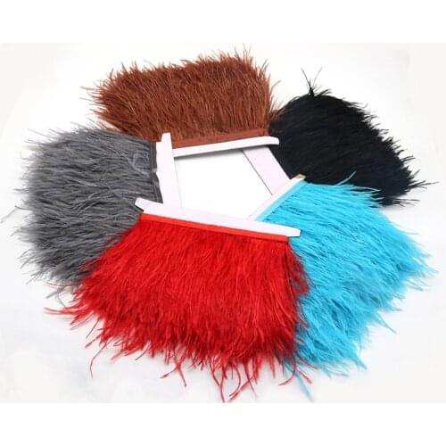 Wholesale! 1 meter high quality ostrich feather trim ribbon 8-10CM wide DIY skirt needlework feathers for crafts