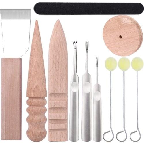 LMDZ Leather Sewing Kit Leather Stitching Tools Handmade Needlework Tools Kit Leather Edge Skiving Handle Leather Groover Tools
