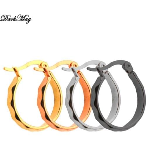 DarkMag Stainless Steel Small Hoop Earrings for Women Men Gold Black Circle Ear Ring Earrings