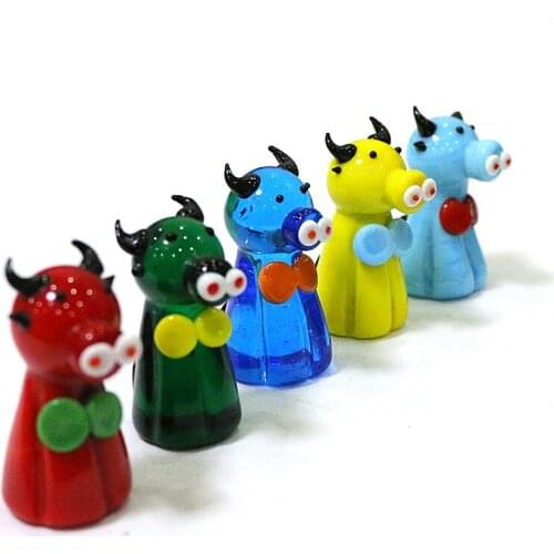 Cute Ox Glass Crafts Fairy Garden Cow Ornaments Mini Bull Figurines Accessories DIY Desktop Kawaii Decor New Year Gifts For Kids
