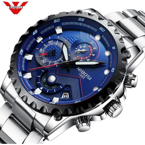 NIBOSI Men Watch Large Face Dial Sports Watches Mens Fashion Army Watch Men Military Clock Quartz Wristwatch Relogio Masculino