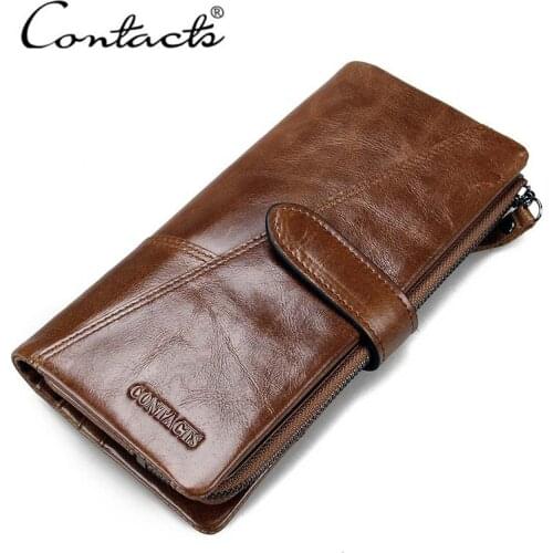 Mens Wallet Long Leather Mens Wallet Tri-fold Hand Bag Retro Wallet Card Holder for Men Money Bag