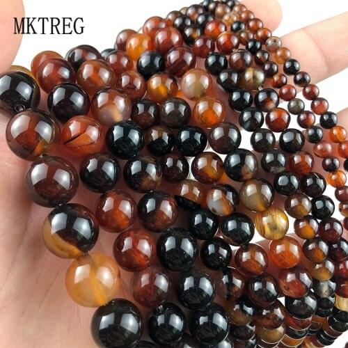 Natural Dark red Dream Agates Beads Round Spacer Loose Stone Bead For Making Jewelry DIY Bracelet Accessories 15'' 4/6/8/10/12mm