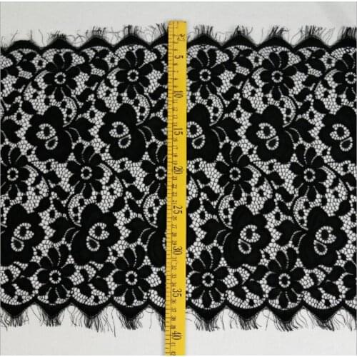 LOW PRICE 3M 40cm black night wear lingerie garment dress kid wear french chantilly lace trim eyelash edge