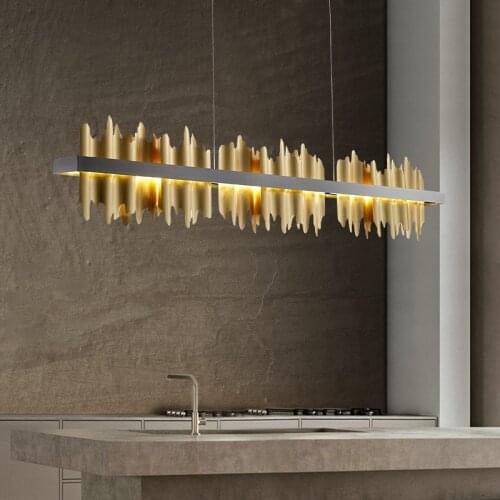 New Modern Chandelier lighting For Dining Room Iceberg Design LED hanglamp Kitchen Island Rectangle Lighting Fixtures Gold/Black