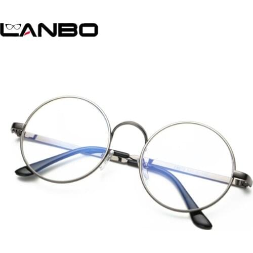 LANBO Cheap Small Round Nerd Glasses Clear Lens Unisex Gold Round Metal Men Women Anti Blue Ray Glasses Computer Glasses UV 8612