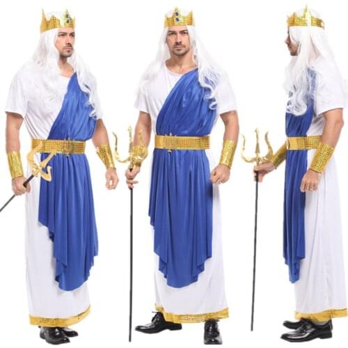 Adult Man Prince King Cosplay Clothes God of Sea Poseidon Costumes Halloween Carnival Christmas Masquerade Party Cos Fancy Dress