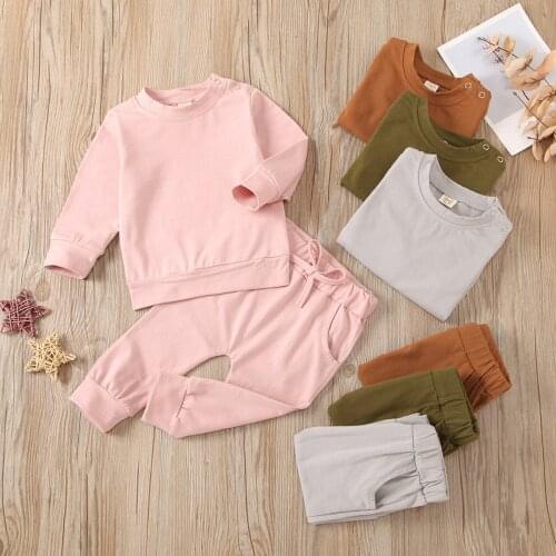 Newborn Baby Girls Boys Clothes Winter Infant Outfits Loose Solid Warm T-shirt +Pants Tracksuits Sets Childrens Clothing 0-24M
