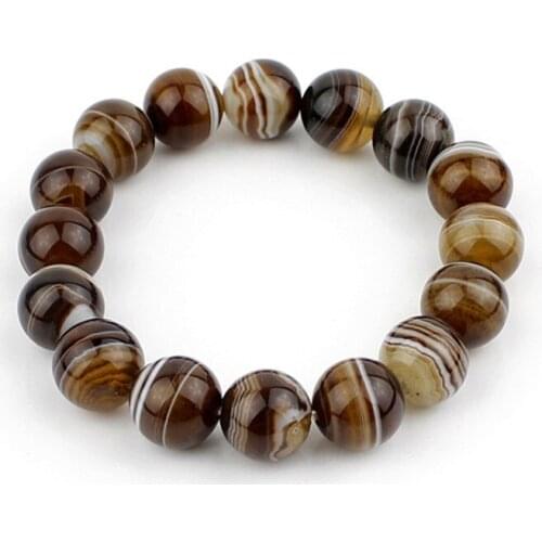 Drop Shipping Natural Sardonyx stripe Bracelet Round Beads lace Agate Bracelet Bangles Bracelets Pretty Men Womens Jewelry
