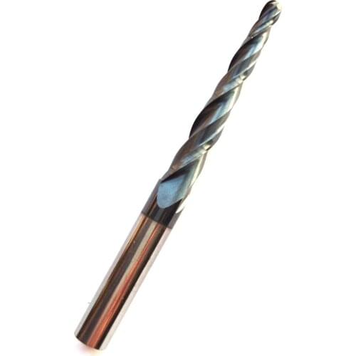 - R2.0*D8*60*100L*2F HRC55 Tungsten solid carbide Coated Tapered Ball Nose End Mills taper and cone endmills