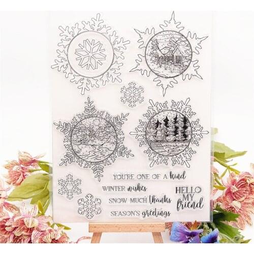 Christmas Snow Planet Clear Stamps Transparent Seal 15.5x20.5cm Silicone Seal TPR Halloween Roller stamps DIY Scrapbooking Card