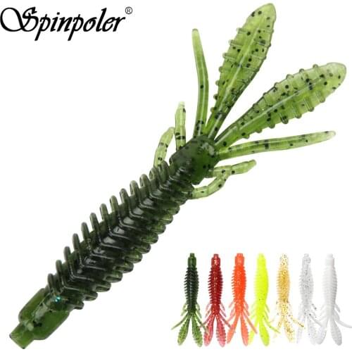 Spinpoler TPR Shrimp Worm Soft Bait Bibibi bug 70mm 2g With Salt Floating Silicone Worm Fishing Lure use jig head 10pcs/pack