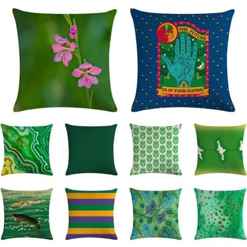 Tropical Plants Cushion Covers Nature Pastoral Green Leaves Linen Cotton Pillow Case For Sofa Chair Decoration Pillowcase ZY1400