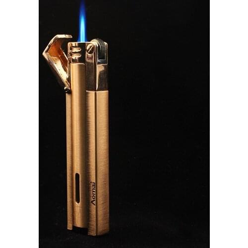 Windproof Long Strip Direct Injection Flame Grinding Wheel Turbo Butane Gas Metal Inflatable Lighter Cigarette Cigar Accessories