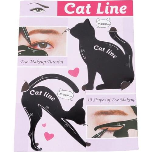 Hot Sale Eyebrow Stencils Cat Eyeliner Model Stencil Kit Guide Template Maquiagem Double Wing Eye Shadow Frame Card Makeup Tools
