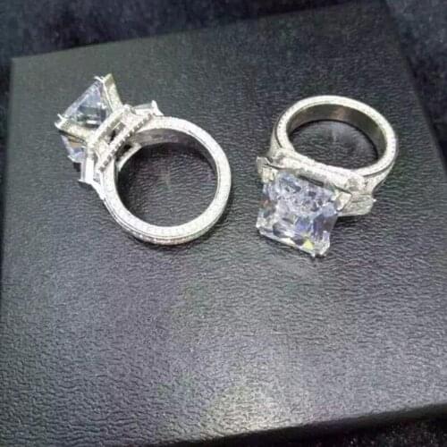 Unique Eiffel Tower Promise ring Silver color 8ct AAAAA Sona Cz Engagement wedding band rings for women Bridal Jewelry