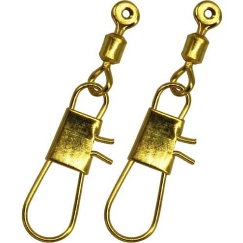 10-20pcs/lot gold copper head Sea bean Space Beans Connectors Fishing Line Hook Lure Swivels Shank Clip fishing Tool Accessories