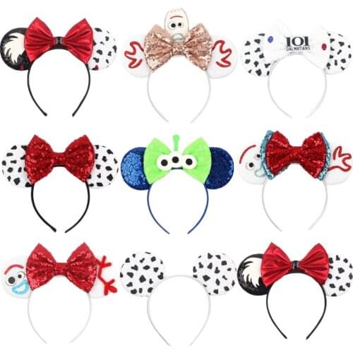 10pcs/Lot New Funny Mouse Ears Hairbands Cute Sequined Bow Headband Christmas Party Girls Hair Hoop Children Hair Accessories