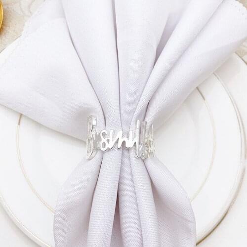 10PCS/spot new letter bismillah metal gold and silver napkin ring for wedding banquet prayer family gathering free shipping