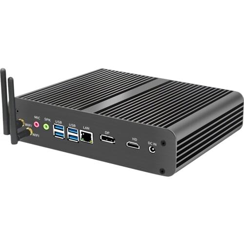 2021 Fanless Mini PC Industrial Computer Intel Core I7 10710U 2*DDR4 M.2 SSD NVMe Windows 8 10 Linux WiFi HDMI DP 4K 60Hz 8*USB