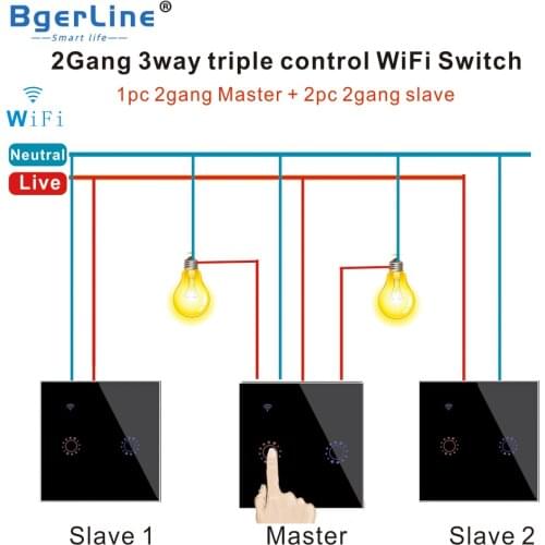 3pcs switches 3 way 1 2 3 gang smart wifi touch switch support Apple siri Compatible Google home Ewelink Smart Life APP control