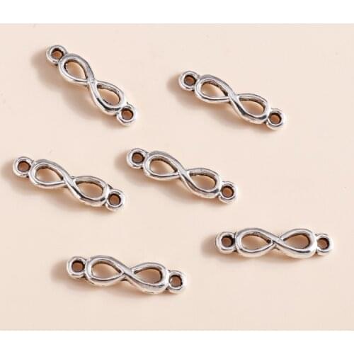 50pcs 5*21mm Trendy Symbol Infinity Charms Connector Fit Necklaces Pendants Bracelets Making DIY Handmade Jewelry Accessories