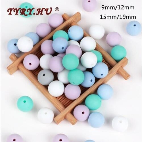 500pc Round Silicone Beads 9mm 12mm 15mm 19mm Baby Teething Necklace DIY Baby Pendant Necklace Food Grade Baby Teether