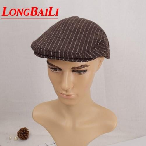 60cm Big Headsize Striped Beret Hats For Men Leisure Visor Caps Mens Newsboy Caps Free Shipping PB003