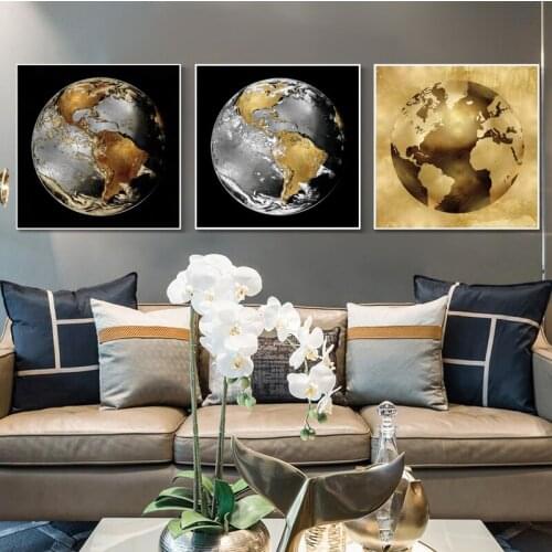 Abstract Whole World Map Canvas Painting on The Wall Retro Posters and Prints Wall Art Pictures for Living Room Study Decor