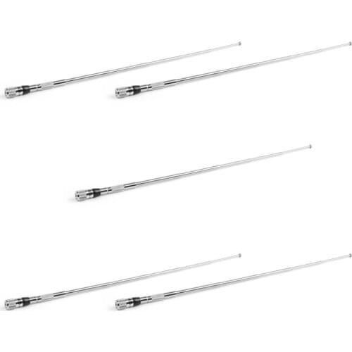 Artudatech 5Pcs Metal Bendable UHF 400-470MHz SMA Female Radio Telescopic BNC Antenna 157mm