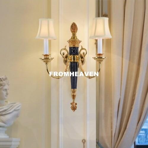 Free Shipping French Antique Copper Wall Lamp Art Wall Light Country Style LED Sconce Lamp Fixtures Bronze E14 Bedroom Lighting